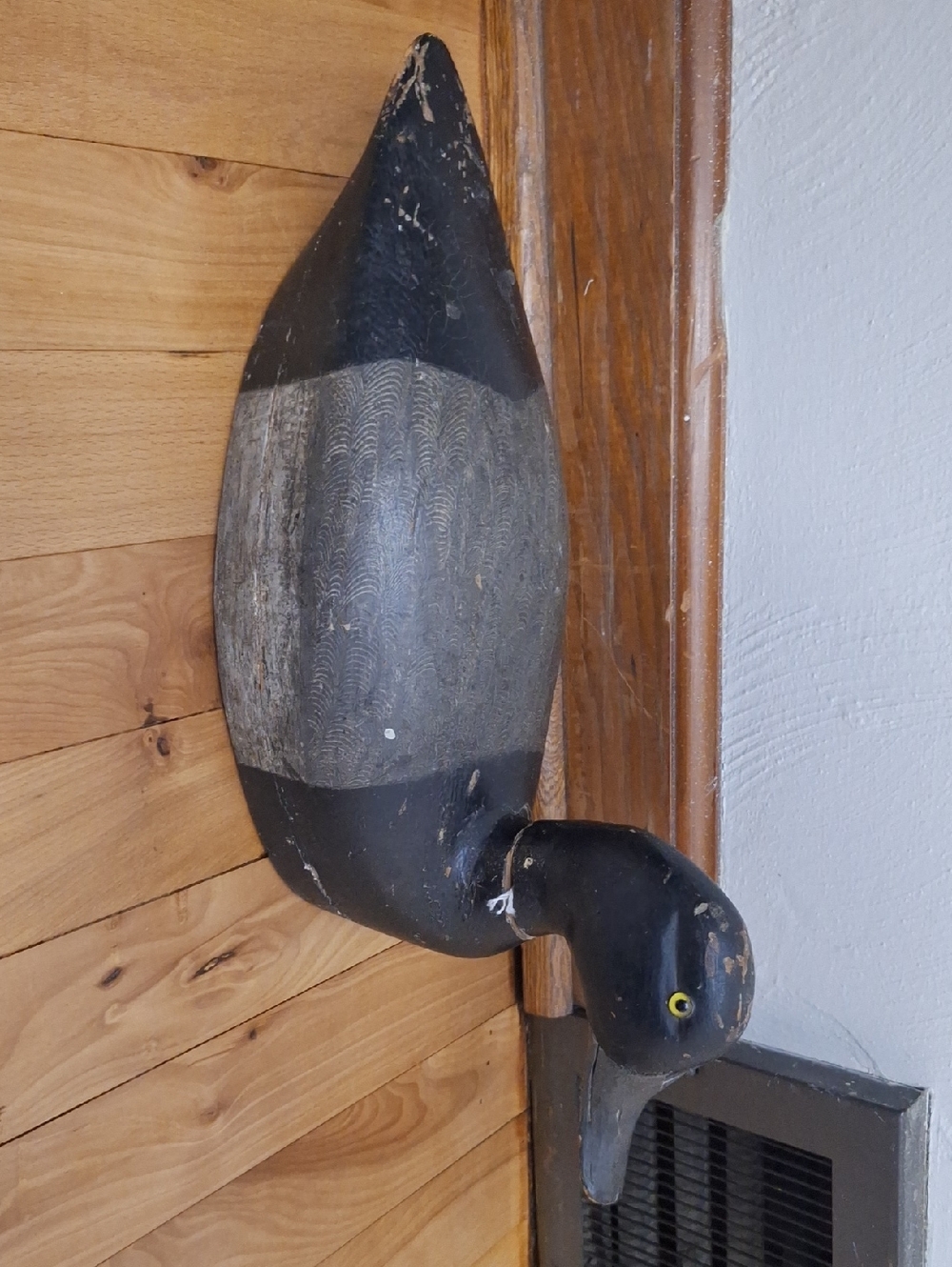 Vintage Wooden Duck Decoy - Black and Gray - Picture 4 of 6